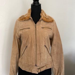 PARIS BLUES OUTERWEAR SUADE FUR COLLAR JACKET